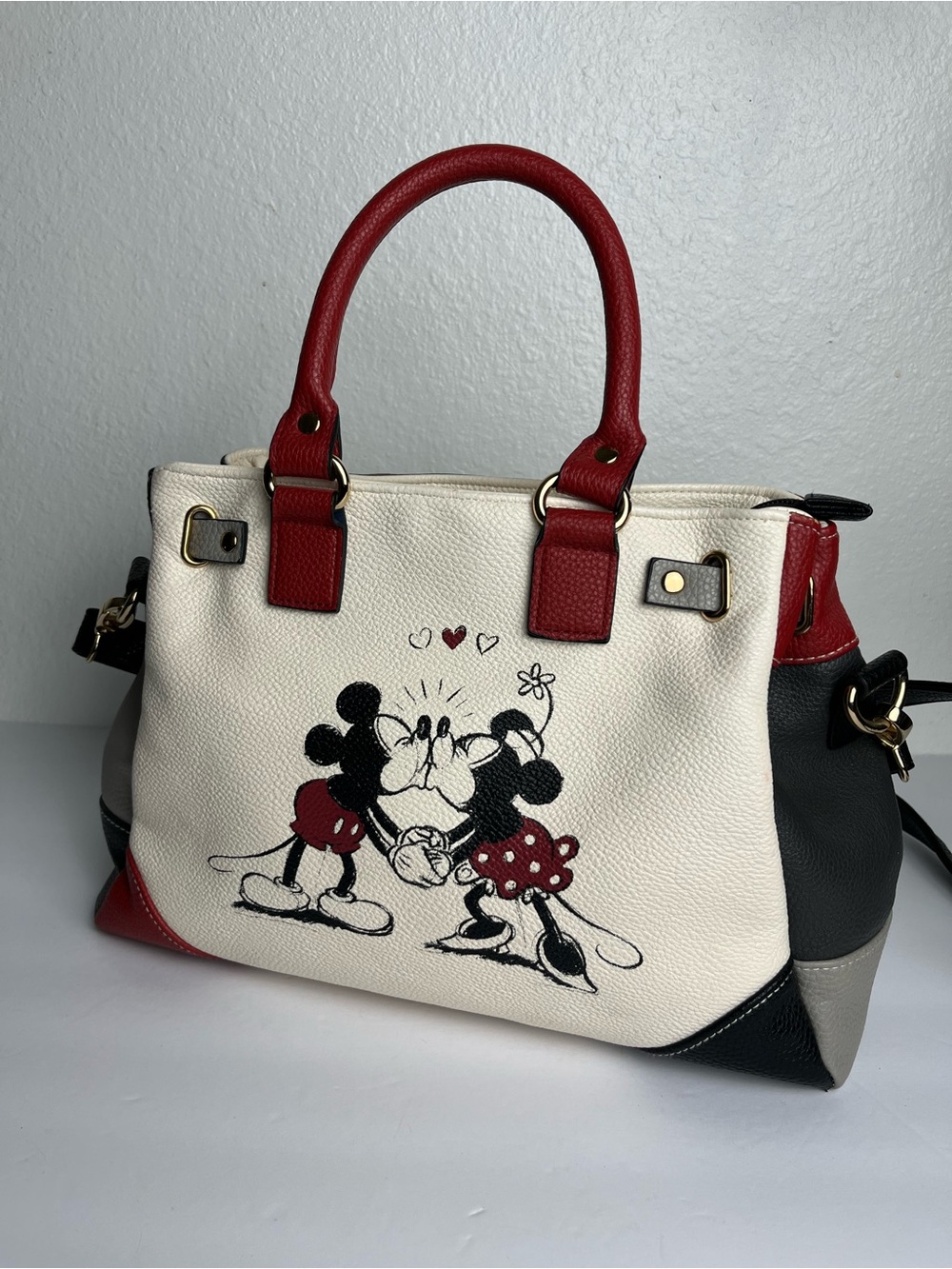 The Bradford Exchange Mickey Minnie Mouse Women's Satchel Bag Disney Cream Bling